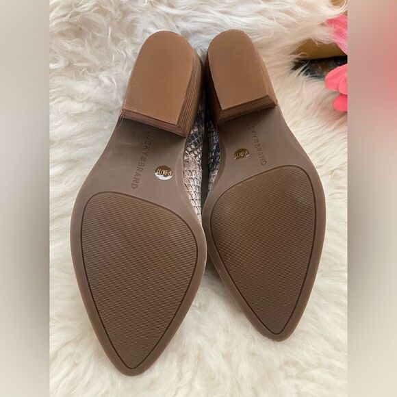 Lucky Brand Tresee Snakeskin Print Ankle Booties 6.5 - Picture 7 of 10